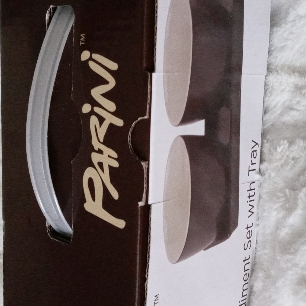 3 Bowl Condiment Set with Tray Parini Ceramic Set NWT - Picture 3 of 4